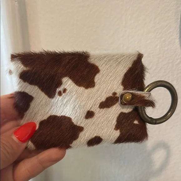 Cowhide Key & Card Holder - Brown and Gray - Picture 6 of 6